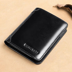 RFID Blocking Slim Trifold Leather Wallet Men's Business Thin Gift