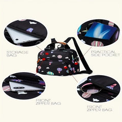 Waterproof Hot Air Balloon Print Travel Backpack