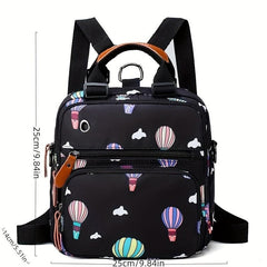 Waterproof Hot Air Balloon Print Travel Backpack