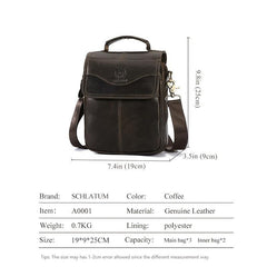 SCHLATUM Men's Cowhide Leather Shoulder Bag Large Capacity Crossbody Bag
