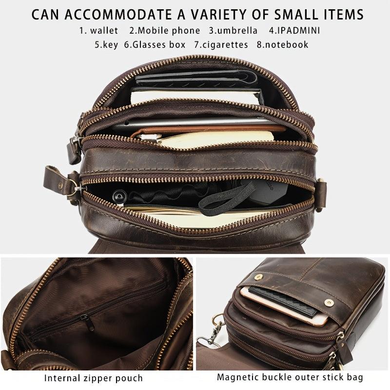 SCHLATUM Men's Cowhide Leather Shoulder Bag Large Capacity Crossbody Bag