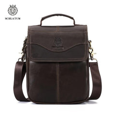 SCHLATUM Men's Cowhide Leather Shoulder Bag Large Capacity Crossbody Bag