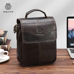 SCHLATUM Men's Cowhide Leather Shoulder Bag Large Capacity Crossbody Bag