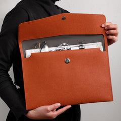 Stylish Business Document Bag Double Layer Snap Briefcase