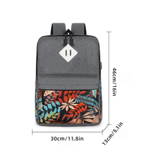 3pcs Leaves Pattern Printed Backpack With Crossbody Bag And Handbag Set
