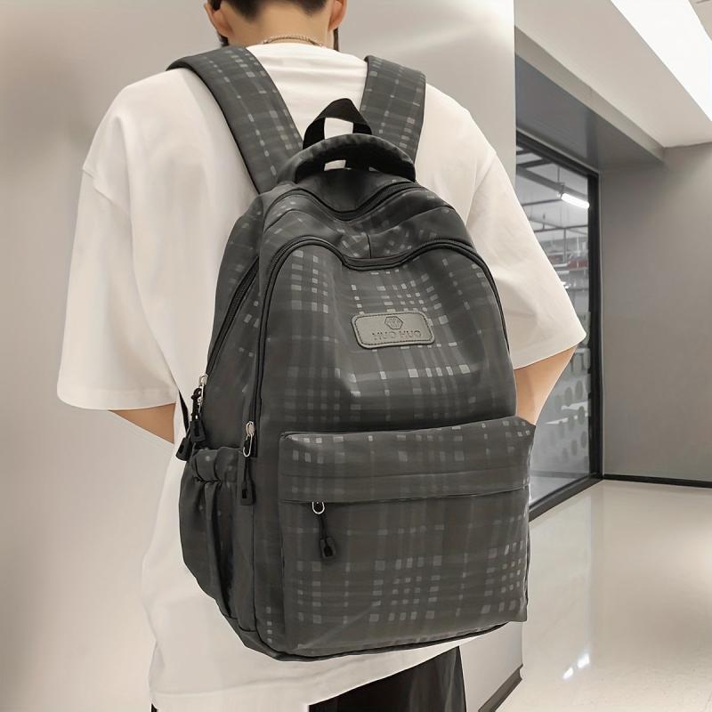 Plaid Backpack Large Capacity Casual Business Travel Backpack