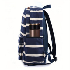 Striped Canvas Backpack for Kids Lightweight Daypack