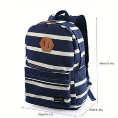 Striped Canvas Backpack for Kids Lightweight Daypack