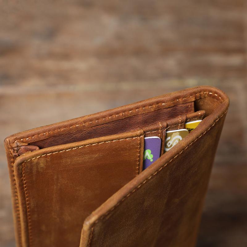 S WORKER Vintage Crazy Horse Leather Wallet Men's Long Wallet Clutch