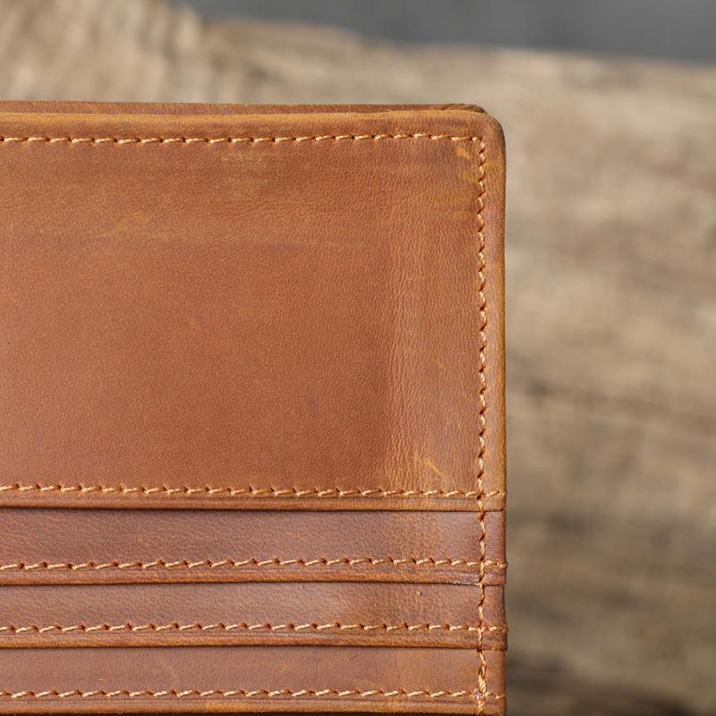 S WORKER Vintage Crazy Horse Leather Wallet Men's Long Wallet Clutch