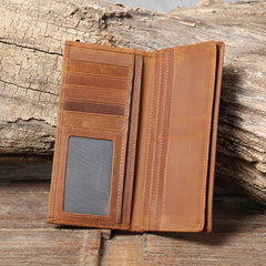 S WORKER Vintage Crazy Horse Leather Wallet Men's Long Wallet Clutch
