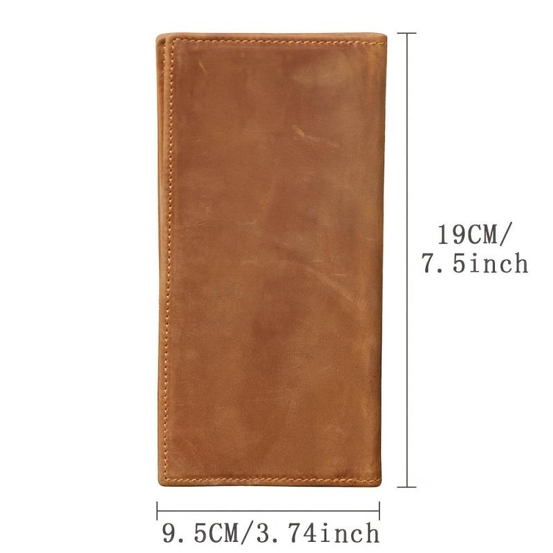 S WORKER Vintage Crazy Horse Leather Wallet Men's Long Wallet Clutch
