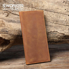 S WORKER Vintage Crazy Horse Leather Wallet Men's Long Wallet Clutch