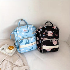 Cartoon Printed Backpack Waterproof Nylon Bag Schoolbag Travel Handbag