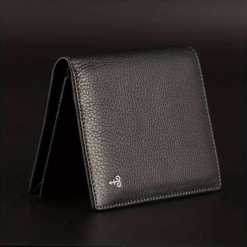 Men's Leather Short Wallet with Multiple Card Slots Large Capacity