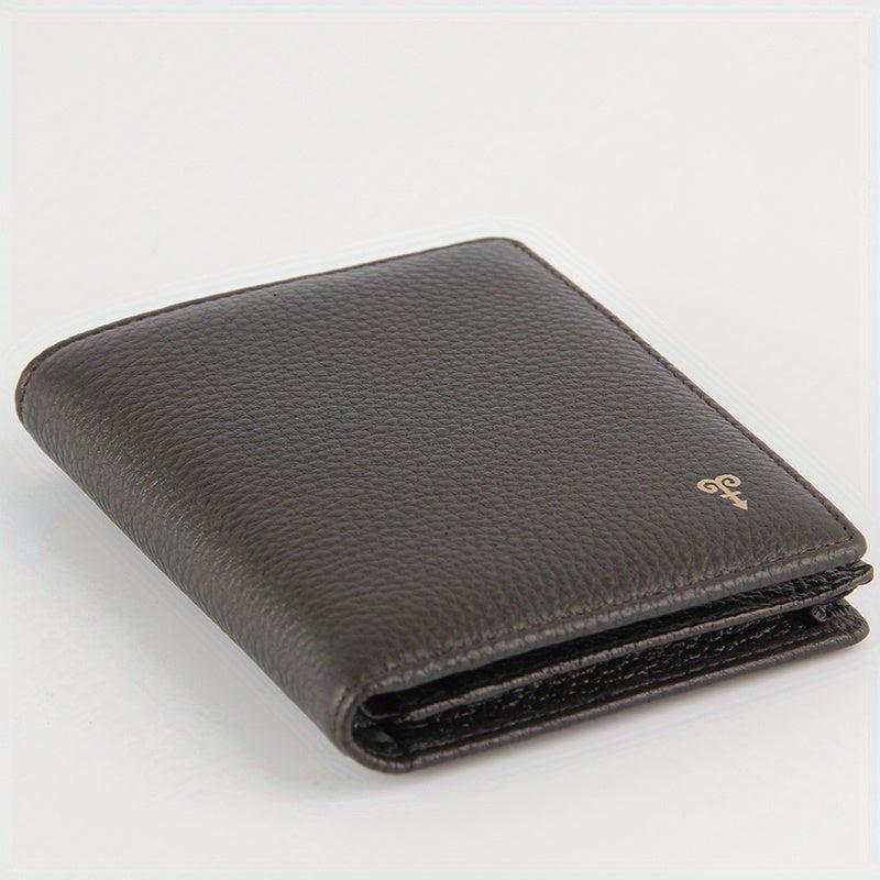 Men's Leather Short Wallet with Multiple Card Slots Large Capacity