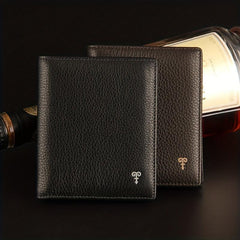 Men's Leather Short Wallet with Multiple Card Slots Large Capacity