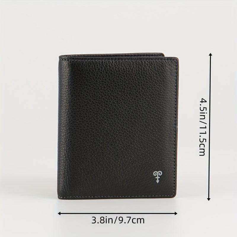 Men's Leather Short Wallet with Multiple Card Slots Large Capacity