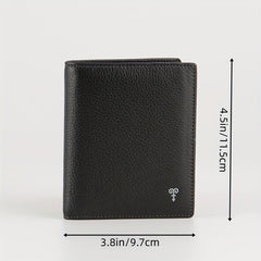 Men's Leather Short Wallet with Multiple Card Slots Large Capacity