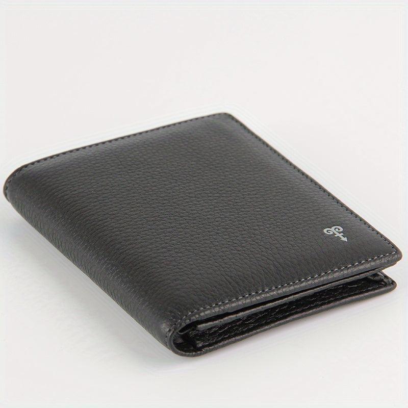 Men's Leather Short Wallet with Multiple Card Slots Large Capacity