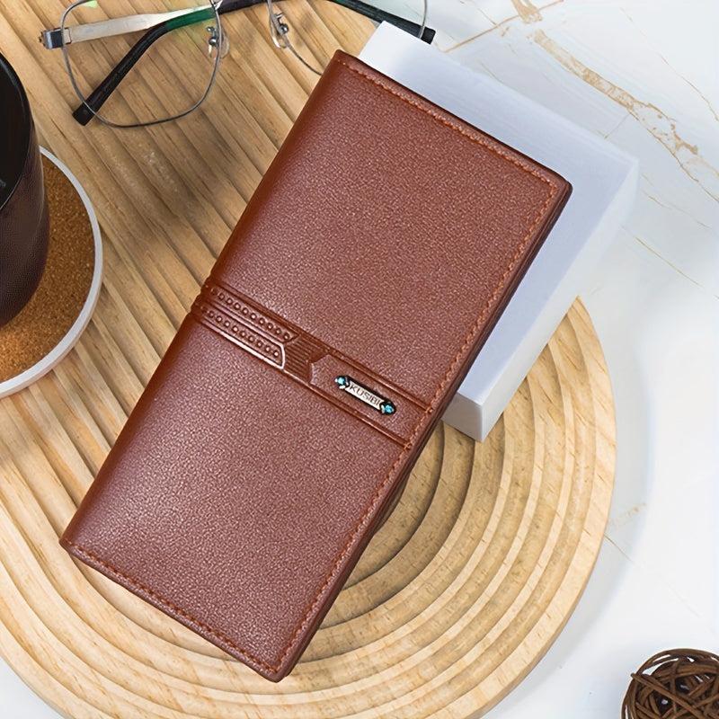 Men's Leather Long Wallet Coin Purse Ultra Thin Personalized Money Card Case