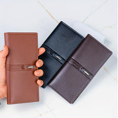 Men's Leather Long Wallet Coin Purse Ultra Thin Personalized Money Card Case