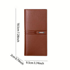 Men's Leather Long Wallet Coin Purse Ultra Thin Personalized Money Card Case