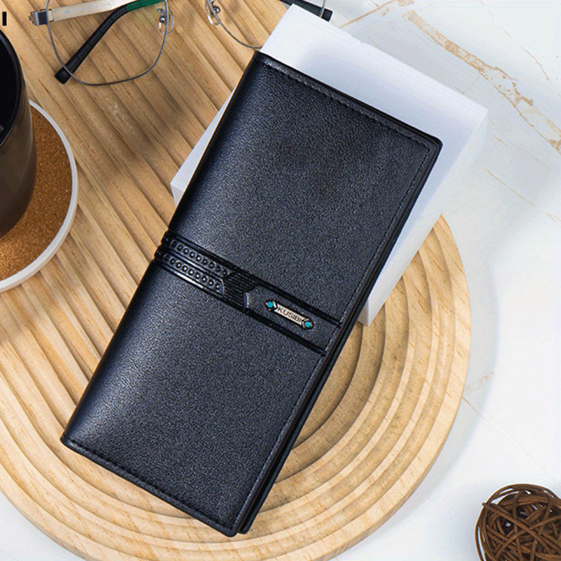 Men's Leather Long Wallet Coin Purse Ultra Thin Personalized Money Card Case