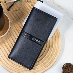Men's Leather Long Wallet Coin Purse Ultra Thin Personalized Money Card Case