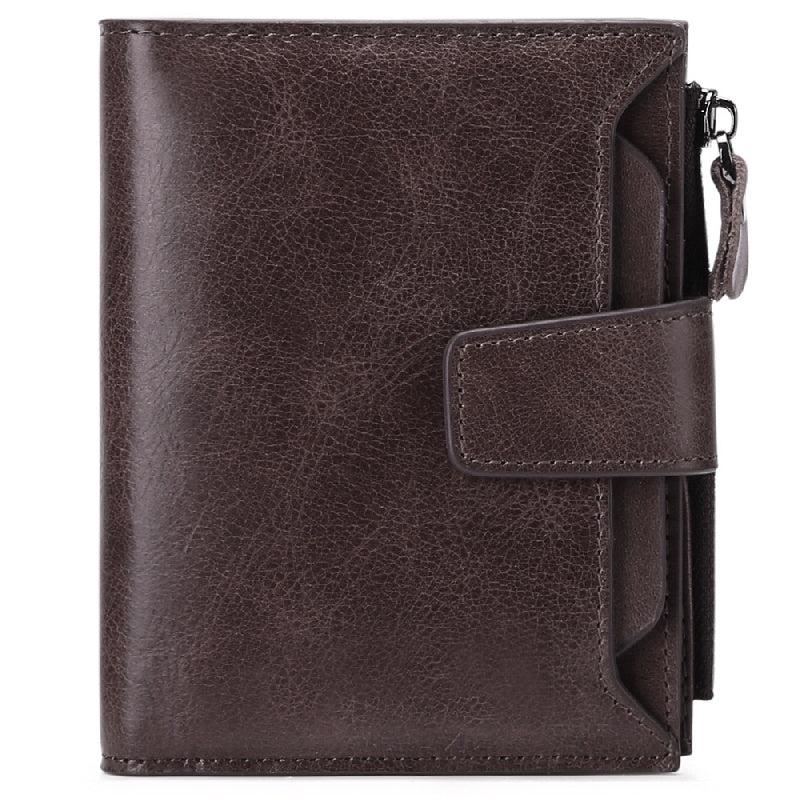Men's Casual Leather Wallet with Zipper Coin Pocket