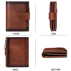 Men's Casual Leather Wallet with Zipper Coin Pocket