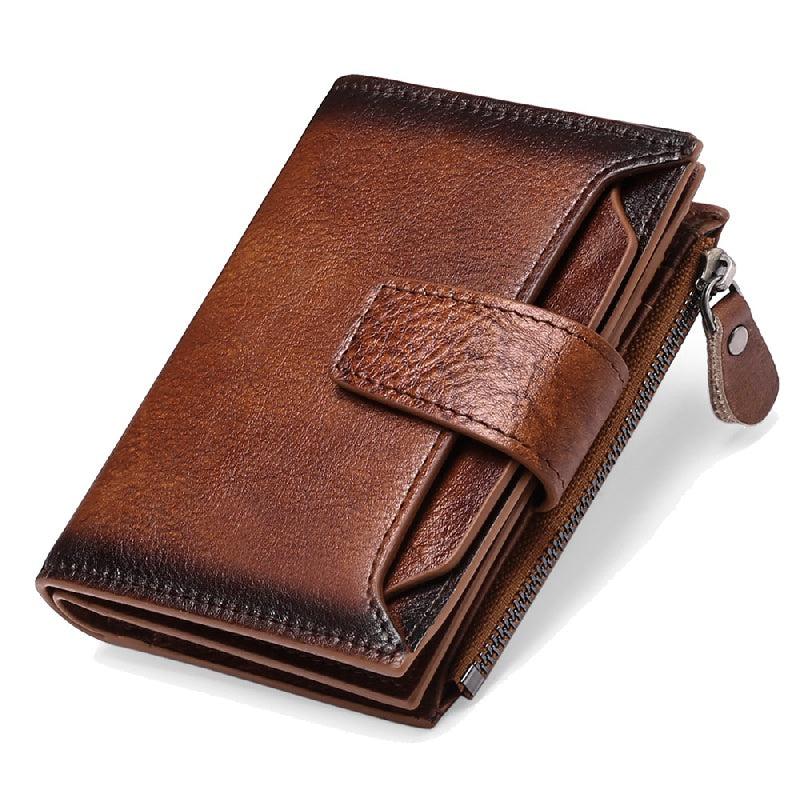 Men's Casual Leather Wallet with Zipper Coin Pocket