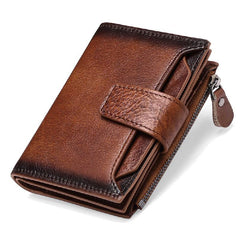 Men's Casual Leather Wallet with Zipper Coin Pocket