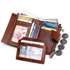 Men's Casual Leather Wallet with Zipper Coin Pocket