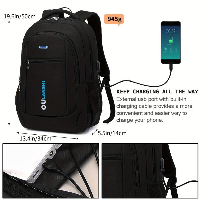 Large Capacity Backpack with USB Charging Port