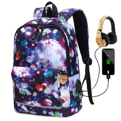 Casual Student School Bag with Reflective Strip and USB Port
