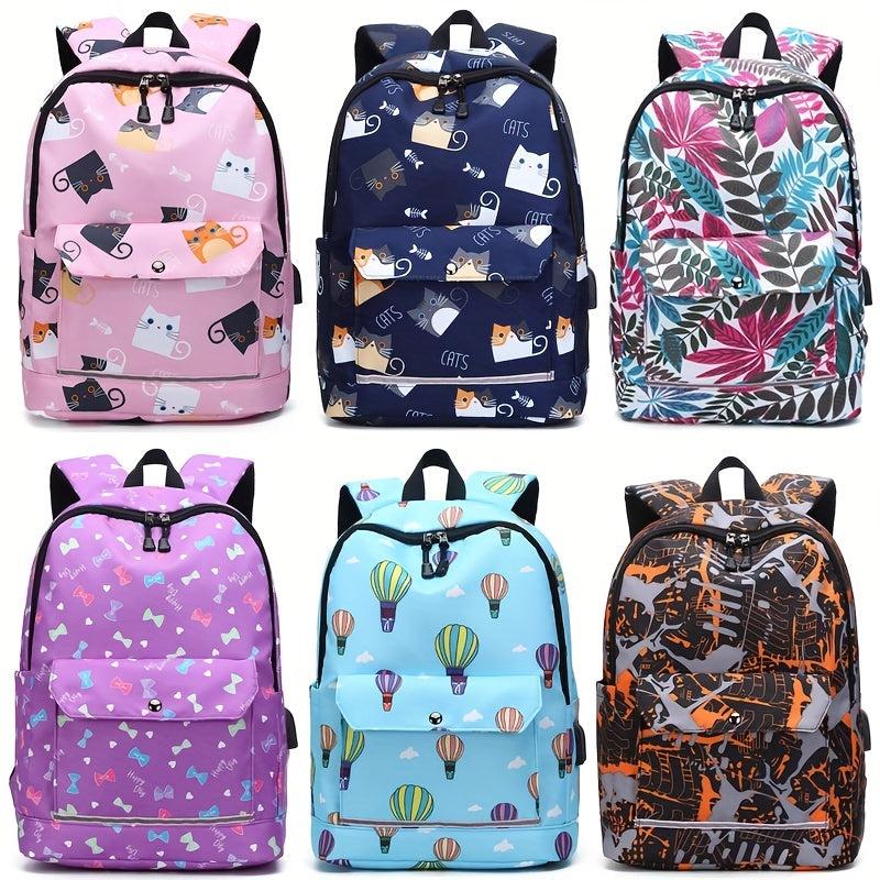 Casual Student School Bag with Reflective Strip and USB Port