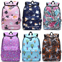 Casual Student School Bag with Reflective Strip and USB Port