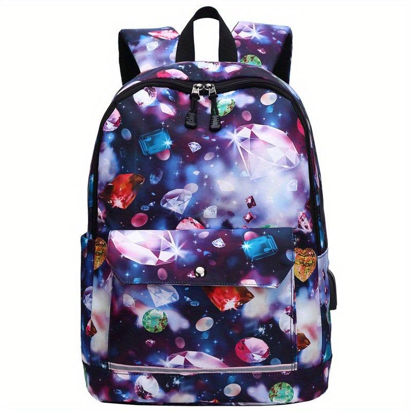 Casual Student School Bag with Reflective Strip and USB Port