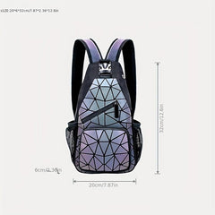 Reflective Luminous Geometric Backpack - Outdoor Travel Shoulder Bag