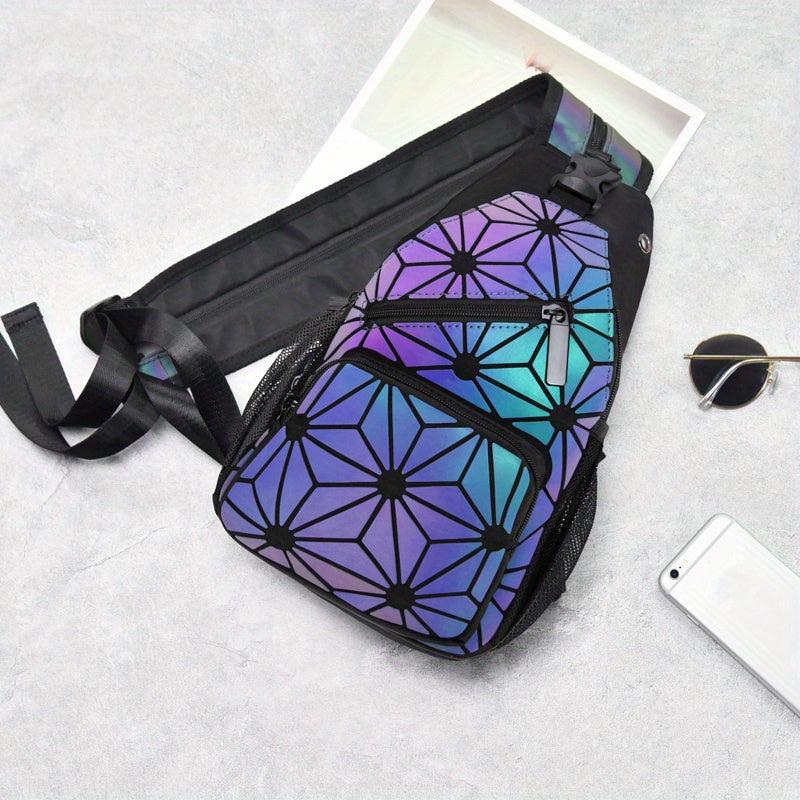 Reflective Luminous Geometric Backpack - Outdoor Travel Shoulder Bag