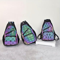Reflective Luminous Geometric Backpack - Outdoor Travel Shoulder Bag