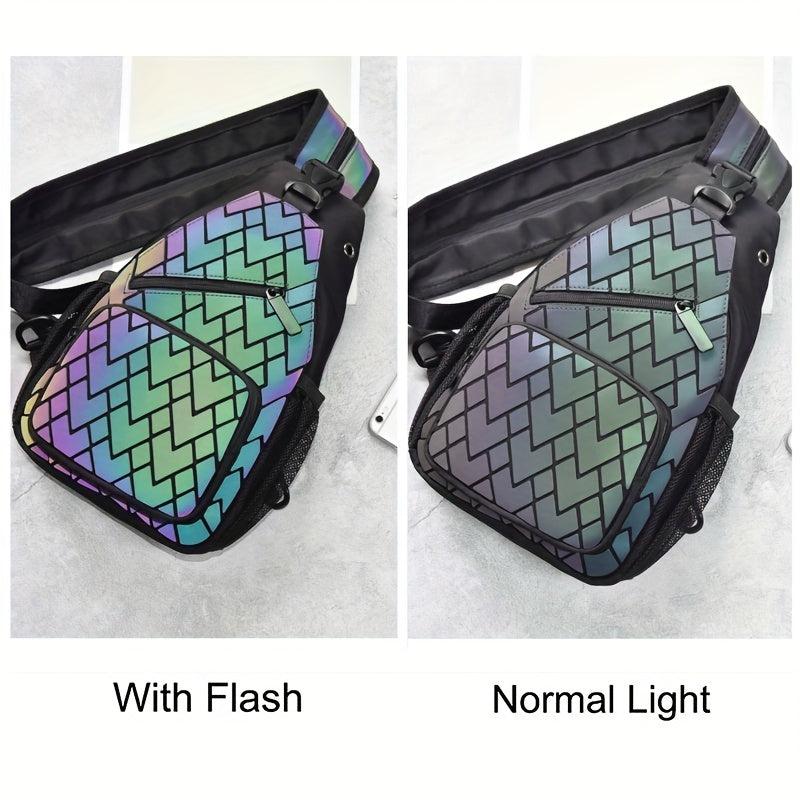 Reflective Luminous Geometric Backpack - Outdoor Travel Shoulder Bag