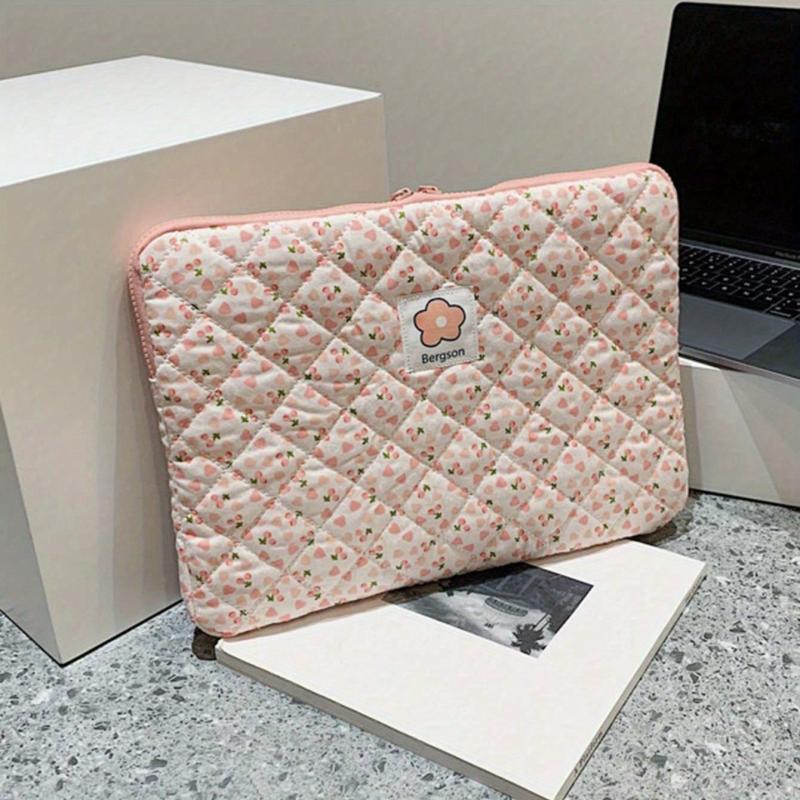 Floral Pattern Handheld File Bag Notebook Computer Tablet Protective Cover