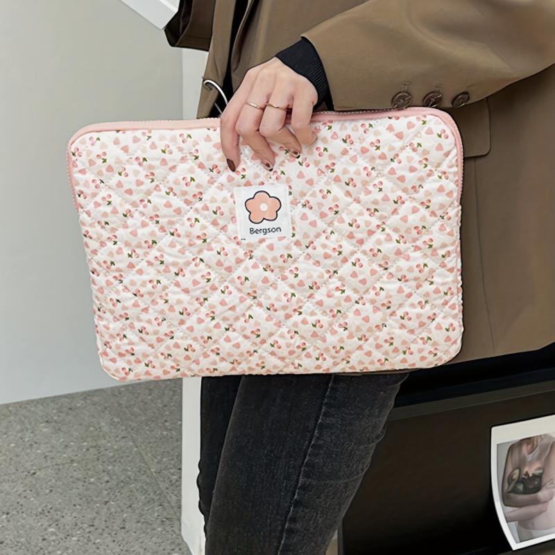 Floral Pattern Handheld File Bag Notebook Computer Tablet Protective Cover