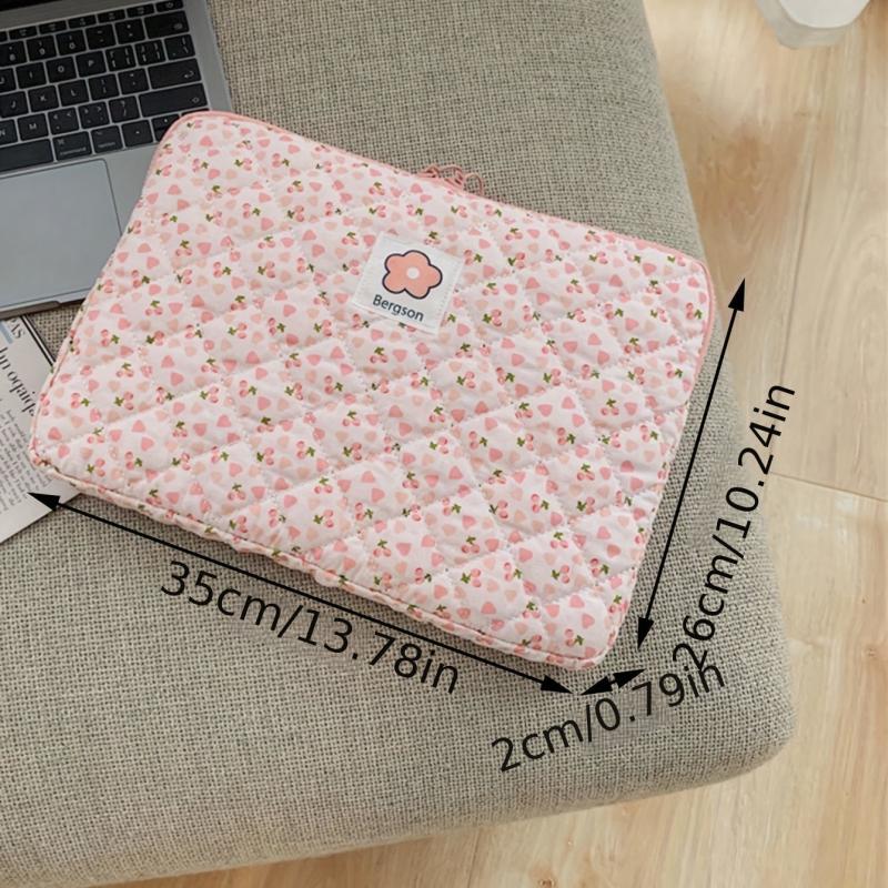 Floral Pattern Handheld File Bag Notebook Computer Tablet Protective Cover