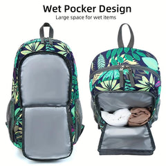 Foldable Backpack Travel Bag With Wet Dry Storage Large Capacity Rucksack