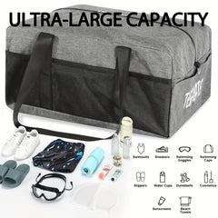 Large Capacity Grey Duffel Causal Holdall Luggage Bag for Traveling