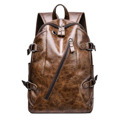 Casual PU Leather Large Capacity Backpack Vintage Outdoor Travel Backpack