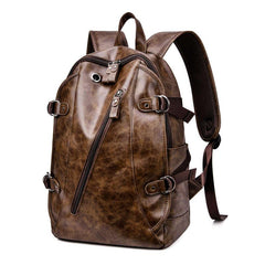 Casual PU Leather Large Capacity Backpack Vintage Outdoor Travel Backpack